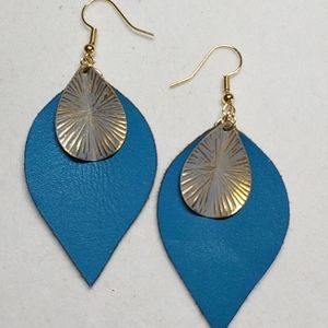 Earrings Teal and Gold